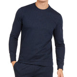 Alfani Men's Classic-Fit Stretch Stripe Knit Sweatshirt Navy Size Large