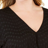 INC International Concepts Women's Eyelet Twist Front Top Black Size 1X
