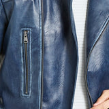 INC International Concepts Men's Braxton Faux Leather Moto Jacket Dark Blue Size Medium