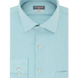 Van Heusen Men's Regular Fit Performance Stretch Wrinkle Free Flex Collar Micro-Houndstooth Dress Shirt Blue Size 17.5X34X35