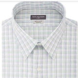 Van Heusen Men's Classic Fit Wrinkle-Free Performance Stretch Flex Collar Plaid Dress Shirt Blue Size 17-36-37