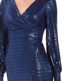 Nightway Women's Sequin Wrap Gown Navy
