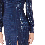 Nightway Women's Sequin Wrap Gown Navy