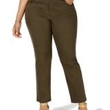 Style & Co Women's Plus Size Tummy-Control Slim-Leg Jeans Olive Size 16W