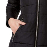 Maralyn & Me Juniors' Women's Faux-Faux-Trim Hooded Puffer Coat Black Size Small
