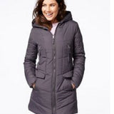 Maralyn & Me Juniors' Faux-Fur-Trim Hooded Puffer Coat Blue Size Medium