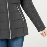 Maralyn & Me Women's Hooded Faux-Faux-Trim Puffer Coat Charcoal Size Extra Small