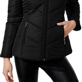 Maralyn & Me Women's Juniors' Hooded Faux-Faux-Trim Puffer Coat Black Size Extra Small