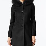 Forecaster Women's Fox-Fur-Trim Hooded Walker Coat Black Size 10