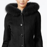 Forecaster Women's Fox-Fur-Trim Hooded Walker Coat Black Size 10