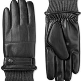 Isotoner Signature Men's Faux-Leather Sleekheat Gloves Black Size Medium
