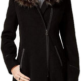 Maralyn & Me Juniors'  Faux-Faux-Trim Hooded Coat Black Size Extra Large