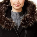 Maralyn & Me Juniors'  Faux-Faux-Trim Hooded Coat Black Size Extra Large