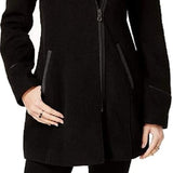 Maralyn & Me Juniors'  Faux-Faux-Trim Hooded Coat Black Size Extra Large