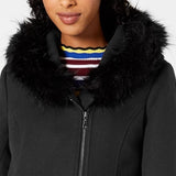 Maralyn & Me Juniors' Faux-Faux-Trim Hooded Coat Black Size XX-Large