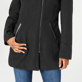 Maralyn & Me Women's Juniors' Faux-Fur-Trim Hooded Coat Gray Size Small