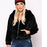 Maralyn & Me Junior's Reversible Cropped Hooded Faux Fur Coat Black Size Small