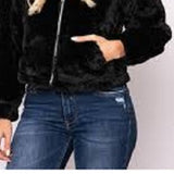 Maralyn & Me Junior's Reversible Cropped Hooded Faux Fur Coat Black Size Small