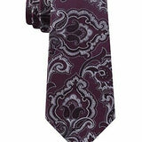 Michael Kors Men's Intricate Outlined Paisley Tie Burgundy Red Size Regular