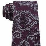 Michael Kors Men's Intricate Outlined Paisley Tie Burgundy Red Size Regular