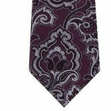 Michael Kors Men's Intricate Outlined Paisley Tie Burgundy Red Size Regular