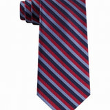 Tommy Hilfiger Men's Village Classic Textured Stripe Silk Tie Dark Red Size Regular