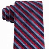 Tommy Hilfiger Men's Village Classic Textured Stripe Silk Tie Dark Red Size Regular