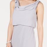 Adrianna Papell Women's Blouson Cowlneck Gown Silver Size 6