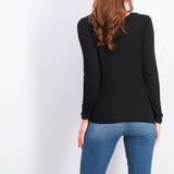 Hippie Rose Juniors' Twist-Front Button-Up Top Black Size Small
