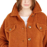 Hippie Rose Juniors' Sherpa Trucker Jacket Brown Size X-Large