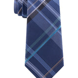 Kenneth Cole Reaction Men's Slim Plaid Tie Navy Size Regular