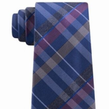 Kenneth Cole Reaction Men's Crossline Slim Plaid Tie Blue One Size