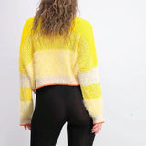 Free People Women's Sunbrite Mock Neck Crop Sweater Yellow Size Large