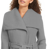 Madden Girl Juniors' Asymmetrical Belted Wrap Coat Silver Size Medium