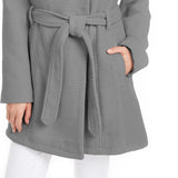 Madden Girl Juniors' Asymmetrical Belted Wrap Coat Silver Size Medium