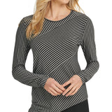 DKNY Women's Asymmetrical-Stripe Blouse Gray Size Large