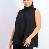 Rachel Rachel Roy Women's Mindi Smocked Mock-Neck Top Black Size 2 Extra Large