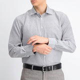 Society Of Threads Men's Slim-Fit Moisture-Wicking Wrinkle-Free Geo-Print Dress Shirt White Size Medium