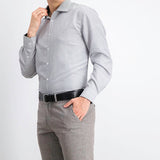 Society Of Threads Men's Slim-Fit Moisture-Wicking Wrinkle-Free Geo-Print Dress Shirt White Size Medium