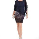 Connected Apparel Women's Overlay Ombre Dress Purple Size 16