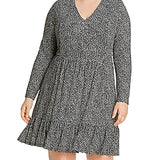 Michael Kors Women's Plus Animal Print V-Neck Dress White Size 1X