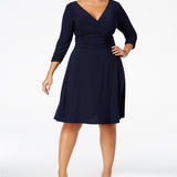 NY Collection Women's Plus Size Ruched A-Line Dress Blue Size 3 Extra Large