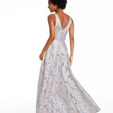 Speechless Women's Juniors' Floral Jacquard Gown  Pink / Blue Size 5