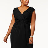 NY  Women's Collection Plus Size Ruched Empire Maxi Dress Black Size 2 Extra Large