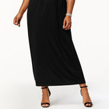 NY  Women's Collection Plus Size Ruched Empire Maxi Dress Black Size 2 Extra Large