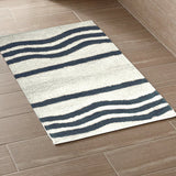 Mainstays Striped Bath Rug Super Soft Cotton Machine Washable 20" x 30" - Navy