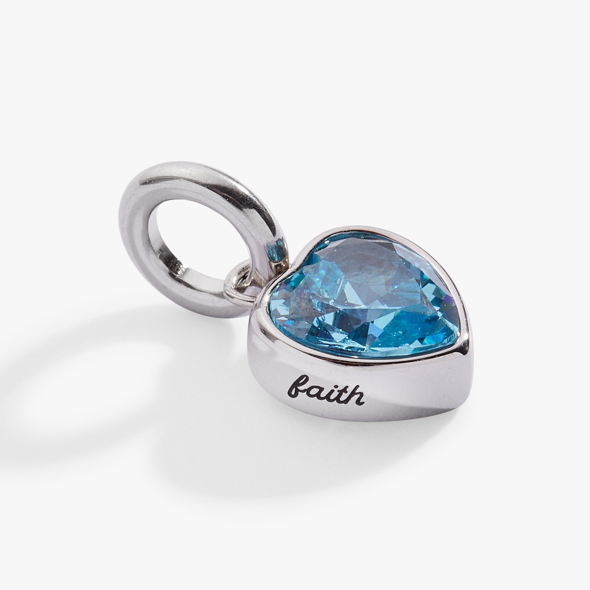 March 'faith' Heart Birthstone Charm