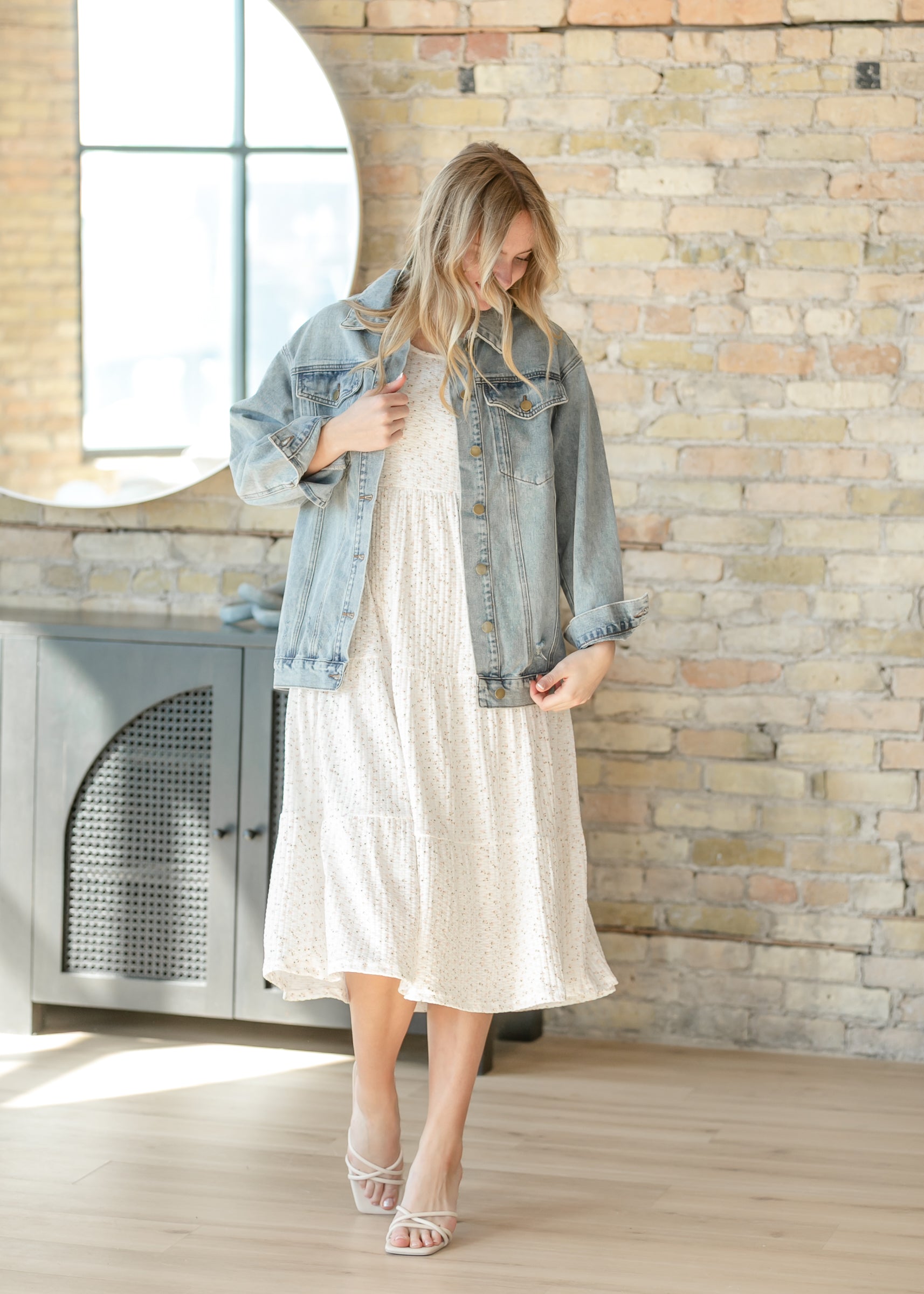 Melanie White Floral Tiered Midi Dress