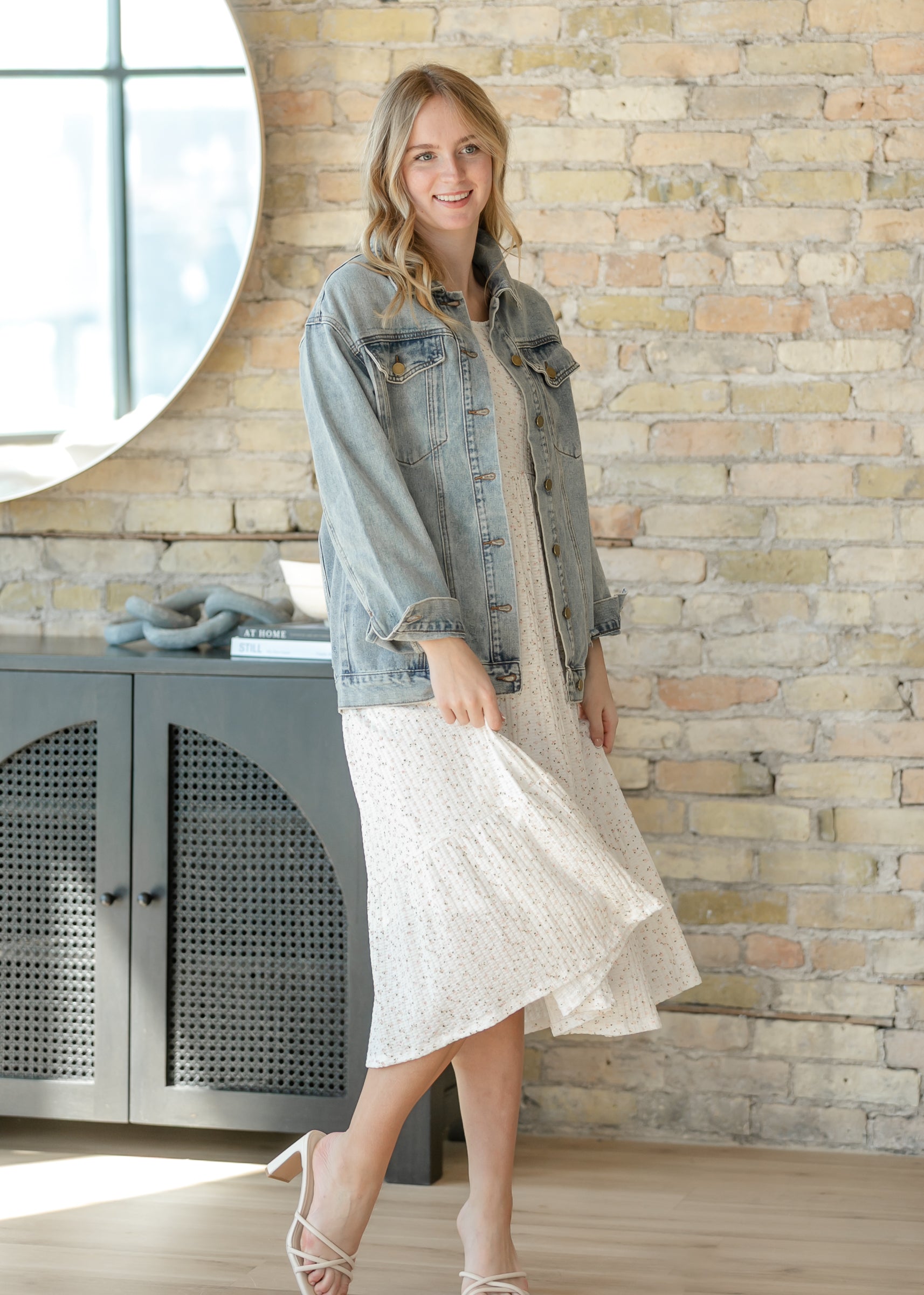 Melanie White Floral Tiered Midi Dress