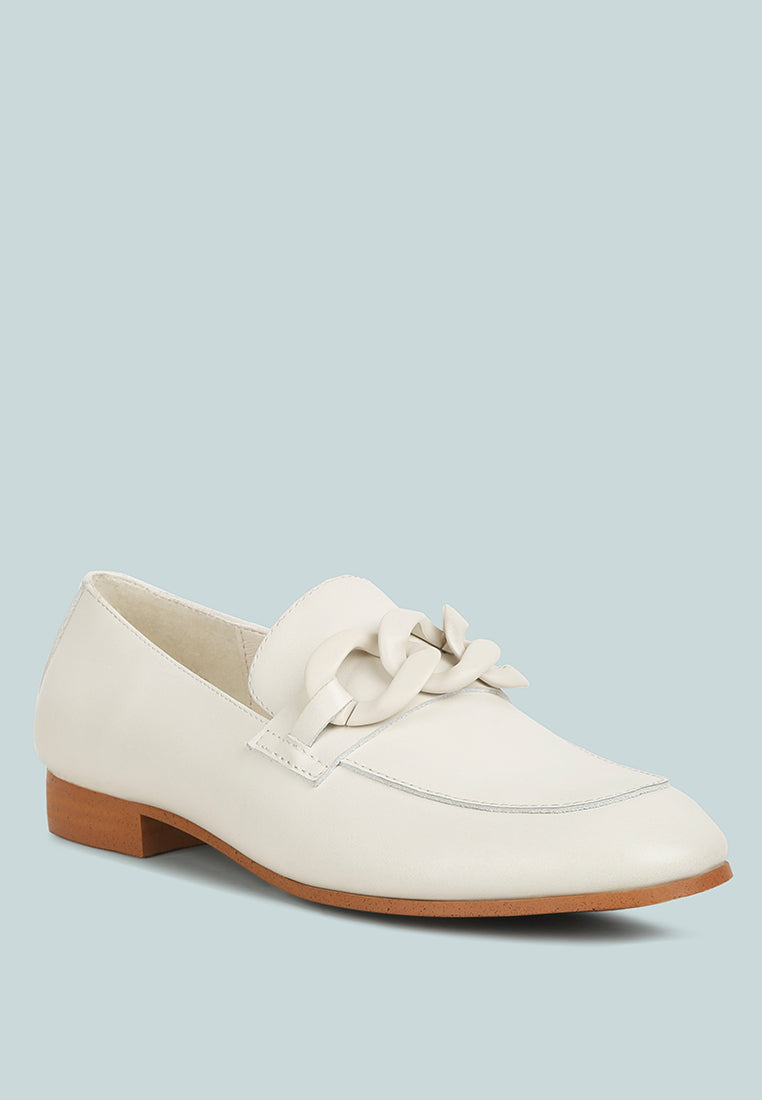 Merva Chunky Chain Leather Loafers